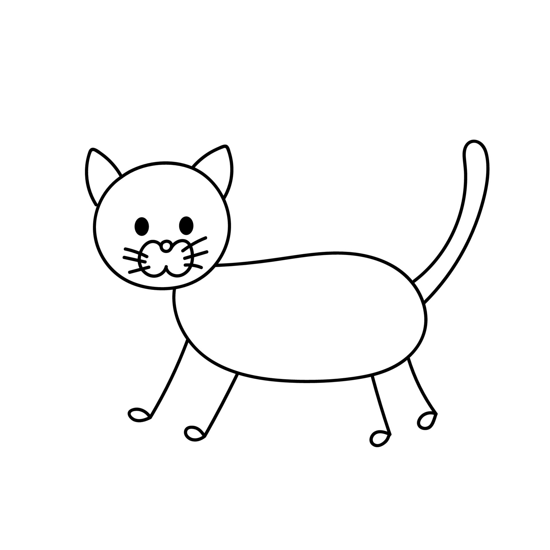 Cat outline doodle. Hand drawn domestic animal kitty. Vector simple