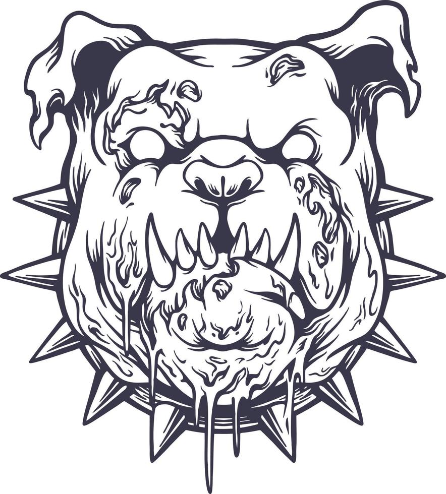 Angry vintage bulldog head silhouette illustration vector