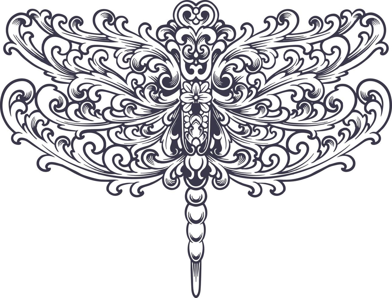 Classic flourish insect ornament silhouette vector