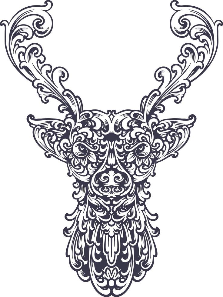 Deer head luxury ornament monochrome vector