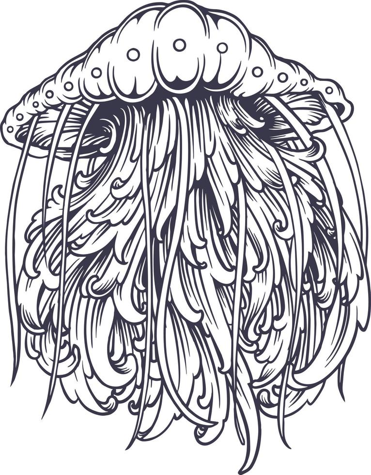 silueta de ornamento de medusas elegante vintage vector