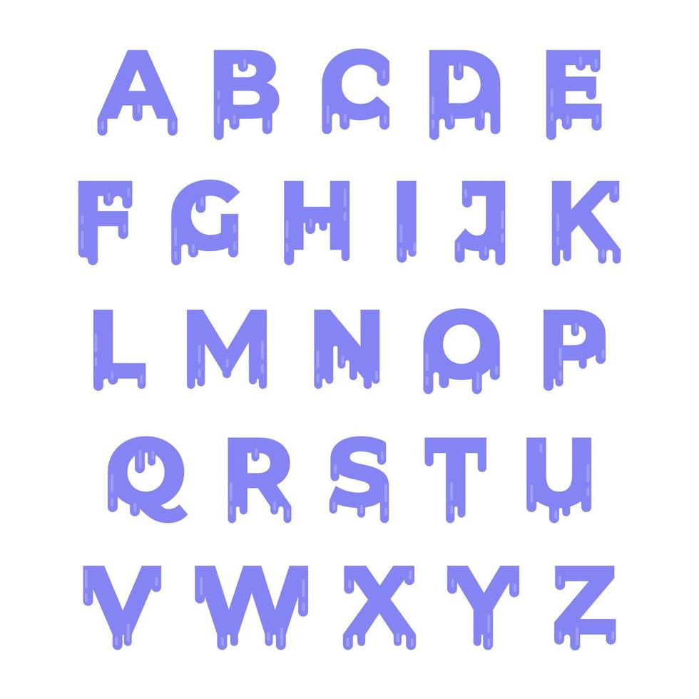 Vector illustration of winter alphabet. A set of frozen letters. English alphabet.