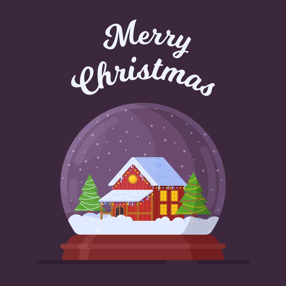 Vector illustration of merry christmas. Postcard for New Year or Christmas.
