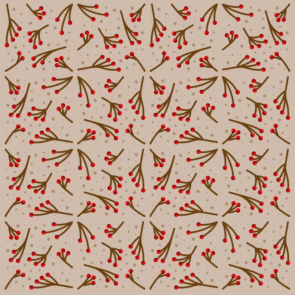 Vector illustration snowberry pattern. Beautiful twigs with berries.