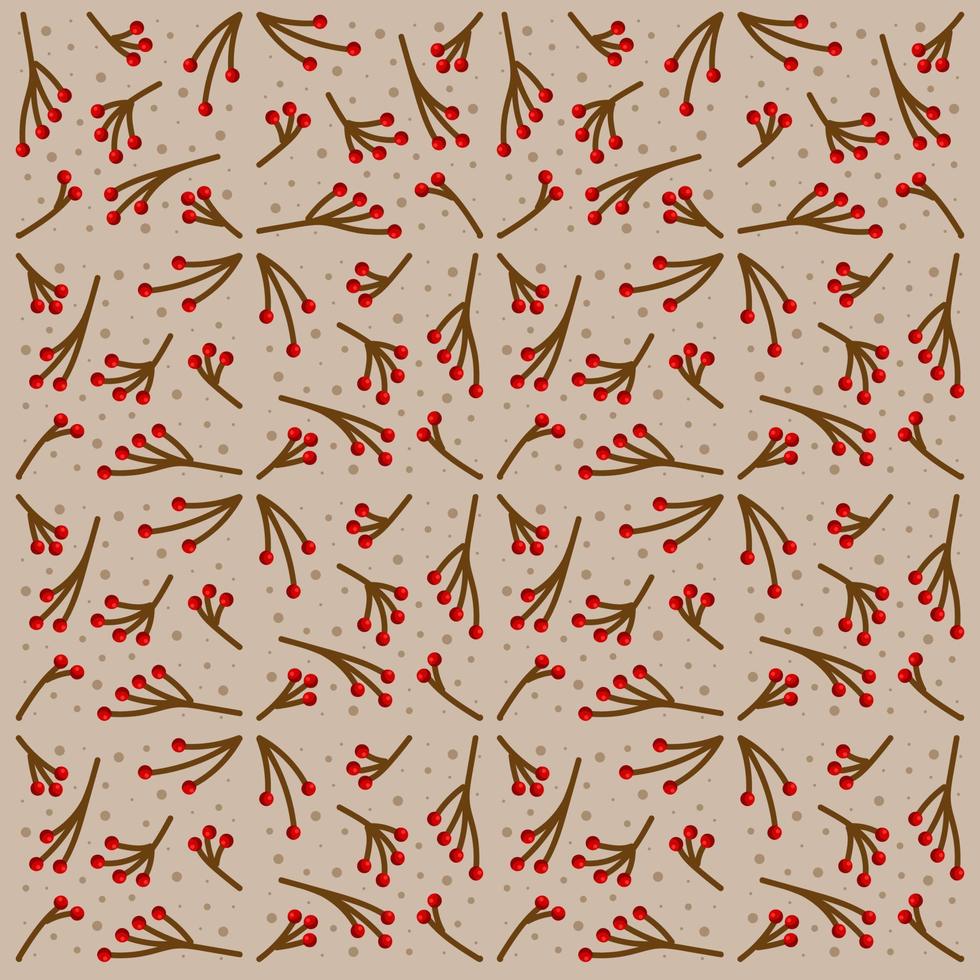 Vector illustration snowberry pattern. Beautiful twigs with berries.