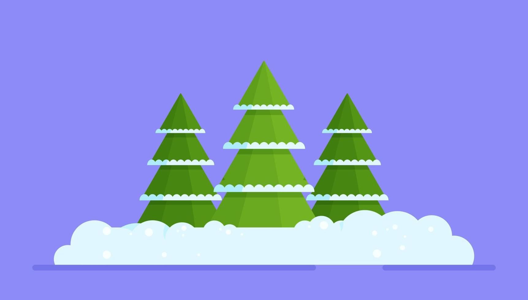 Vector illustration of winter forest. Beautiful winter forest landscape.