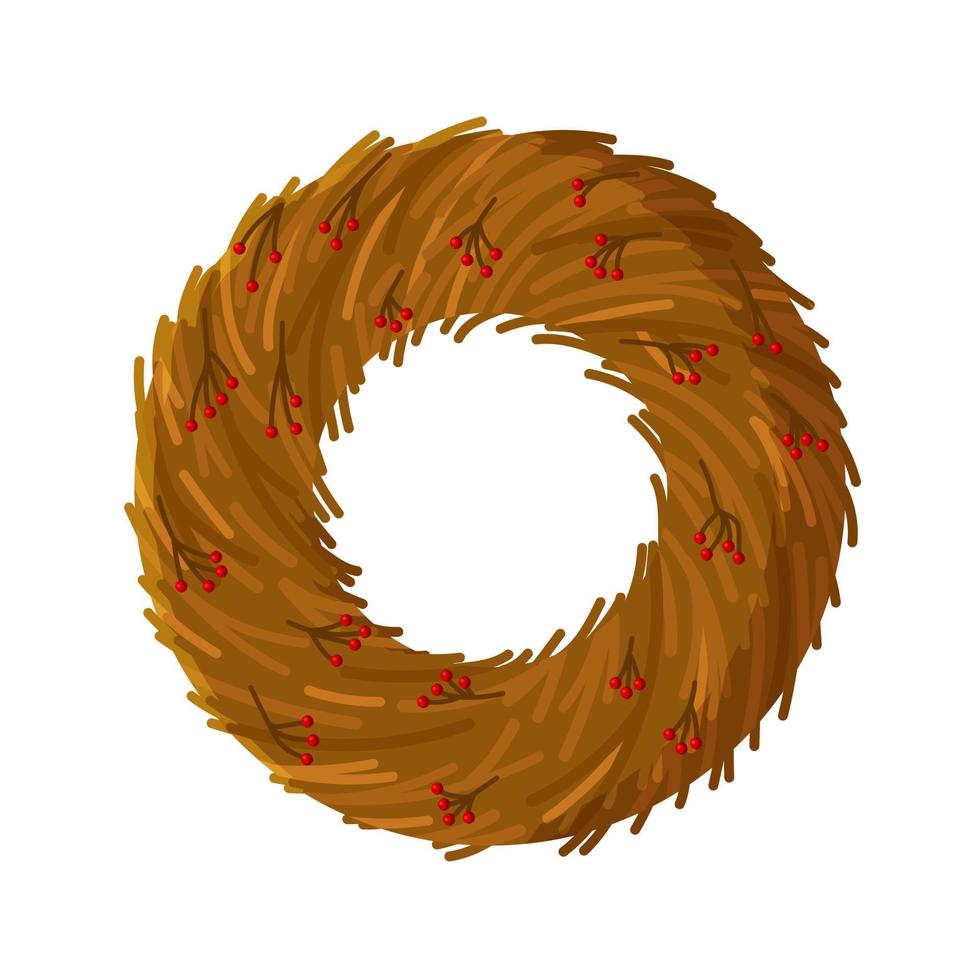 Vector illustration of a vine wreath with Christmas berries.