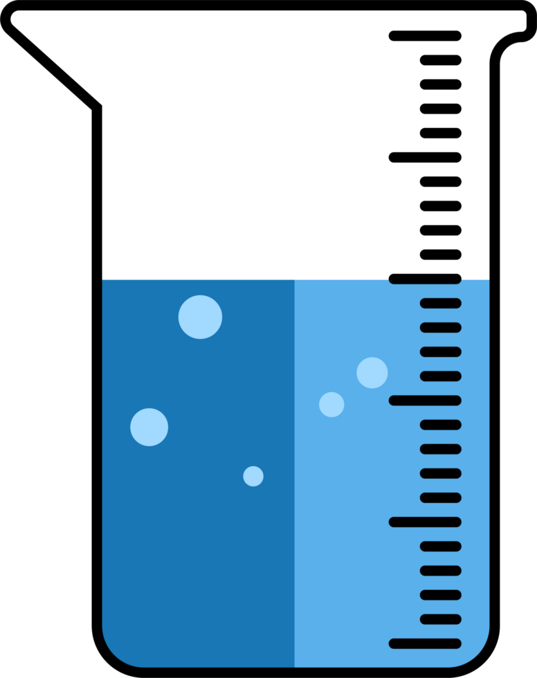 laboratory equipment in a flat design drawing. beaker and flask illustrations. objects for educational design elements. png