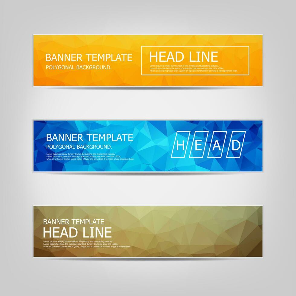 Vector banners set with polygonal abstract triangles. Abstract low poly banners. Set of vector business card templates. abstract low poly background.