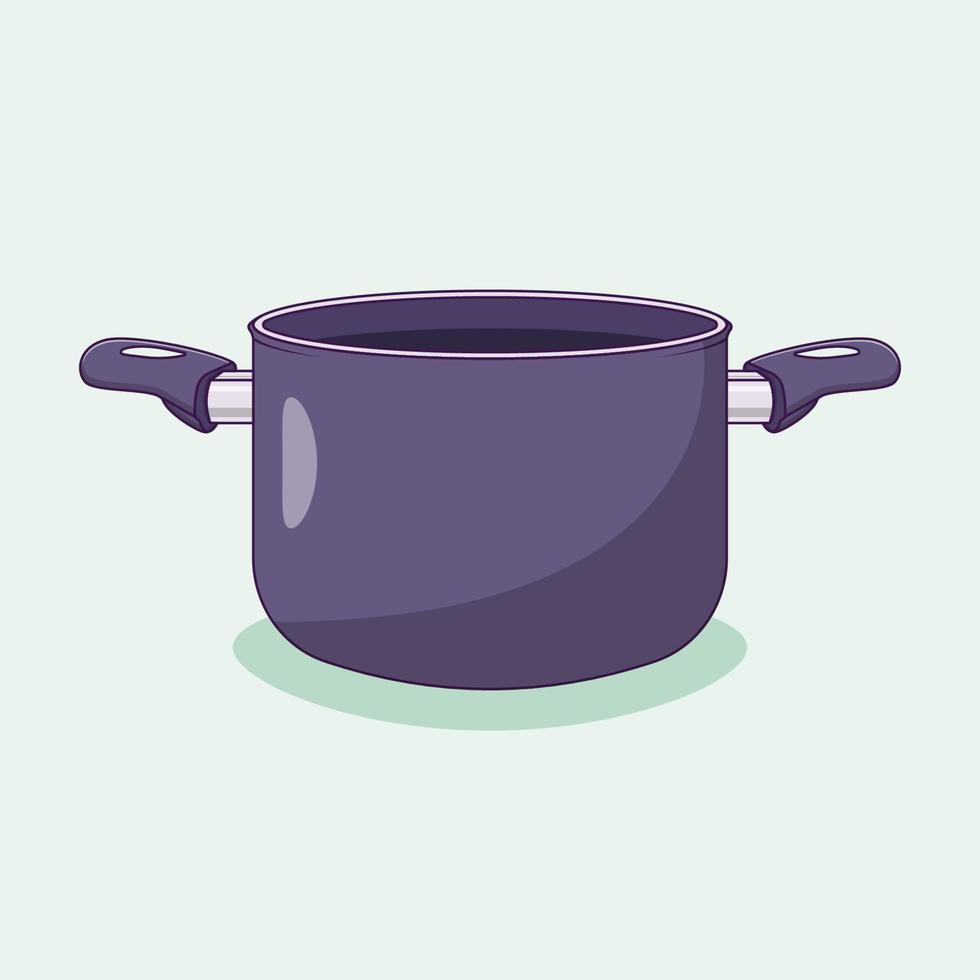 Ilustración de icono de vector de olla de cocina. vector de sartén para guisar. estilo de caricatura plano adecuado para la página de inicio web, pancarta, volante, pegatina, papel tapiz, fondo