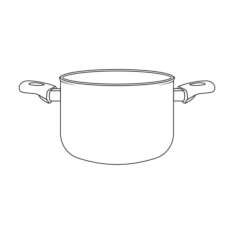 ilustración de icono de contorno de olla de cocina sobre fondo blanco vector