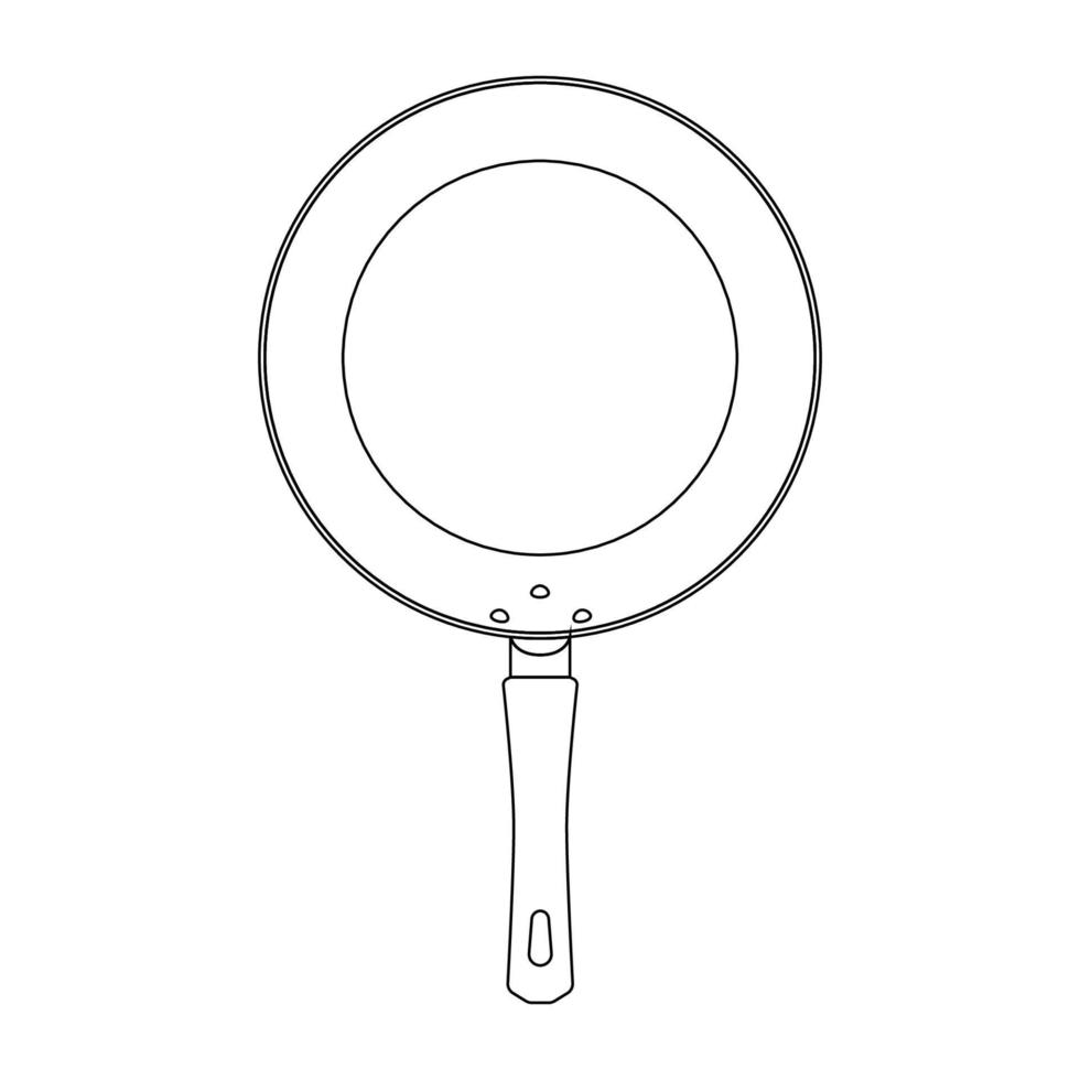 Frying Pan Outline Icon Illustration on White Background vector