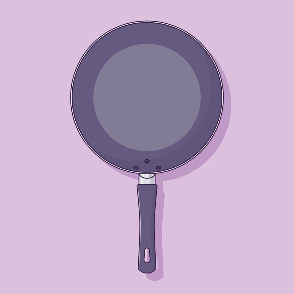 Frying Pan Vector Icon Illustration. Kitchenware Vector. Flat Cartoon Style Suitable for Web Landing Page, Banner, Flyer, Sticker, Wallpaper, Background
