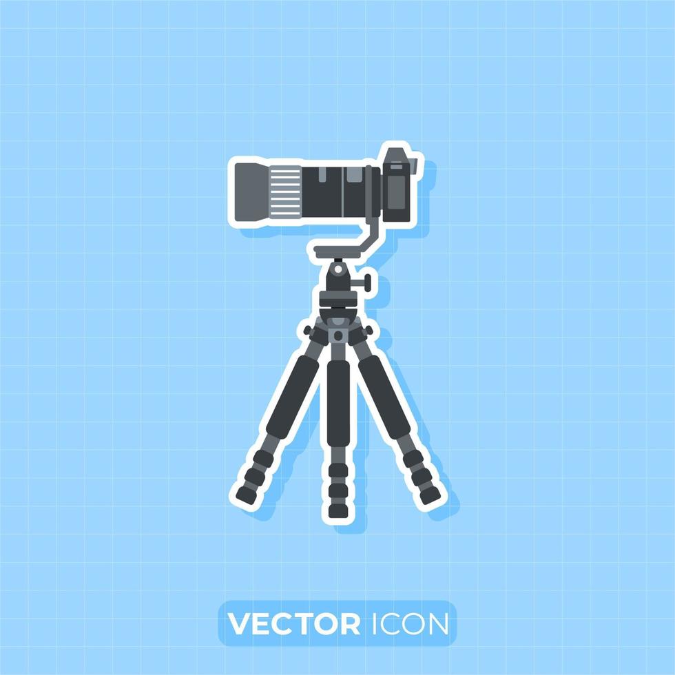 Camera on the tripod icon, Flat design element. vector