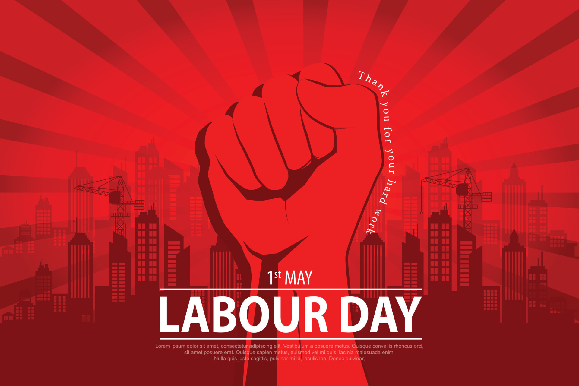 International Labour Day Vector Poster. Happy Labour Day. 1st May with