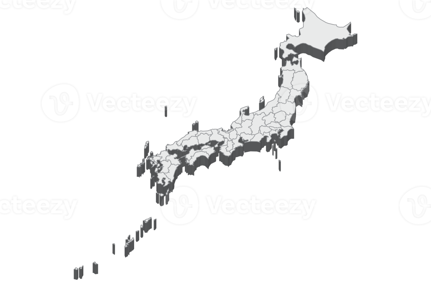 3D map illustration of Japan png