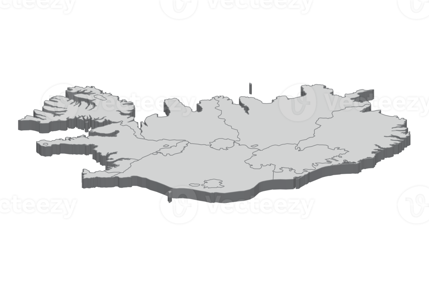 3D map illustration of Iceland png