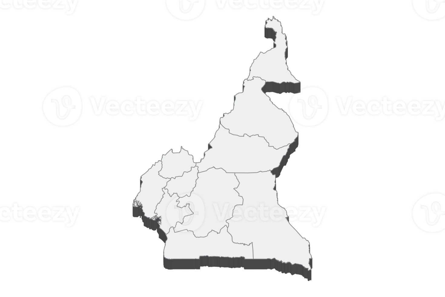 Ilustración de mapa 3D de Camerún png