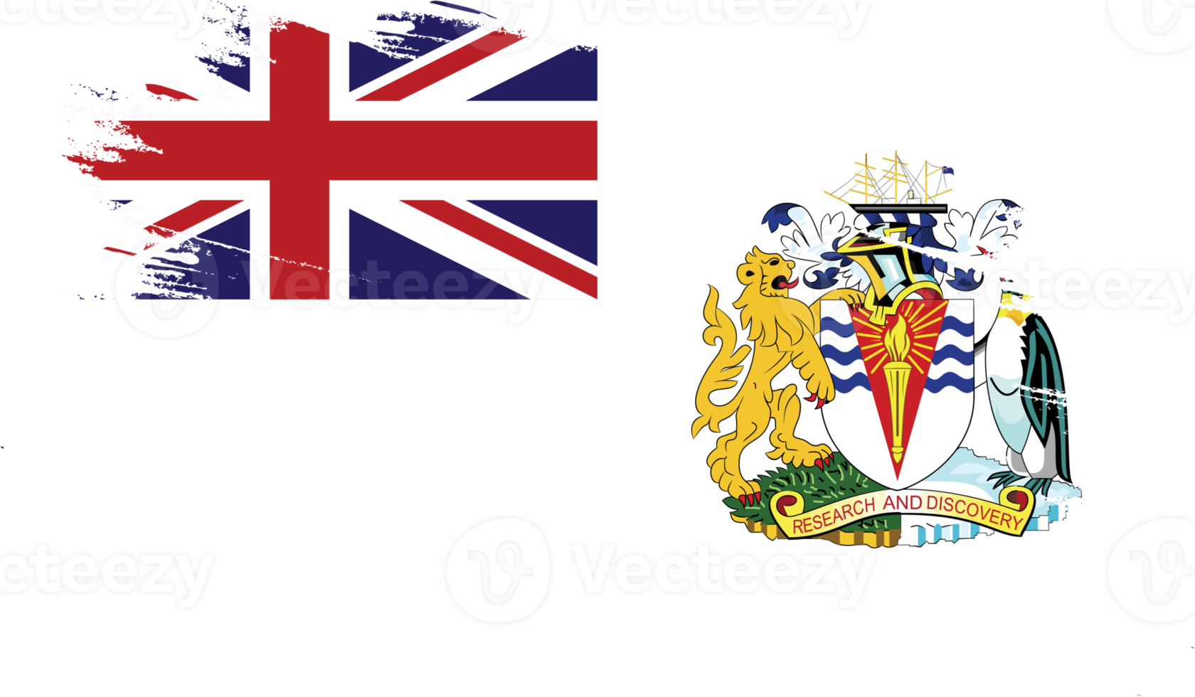 drapeau du territoire antarctique britannique avec texture grunge png