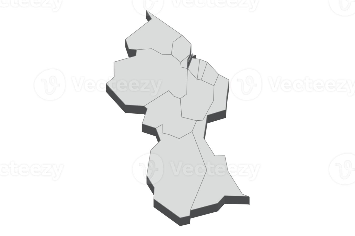 3D map illustration of Guyana png