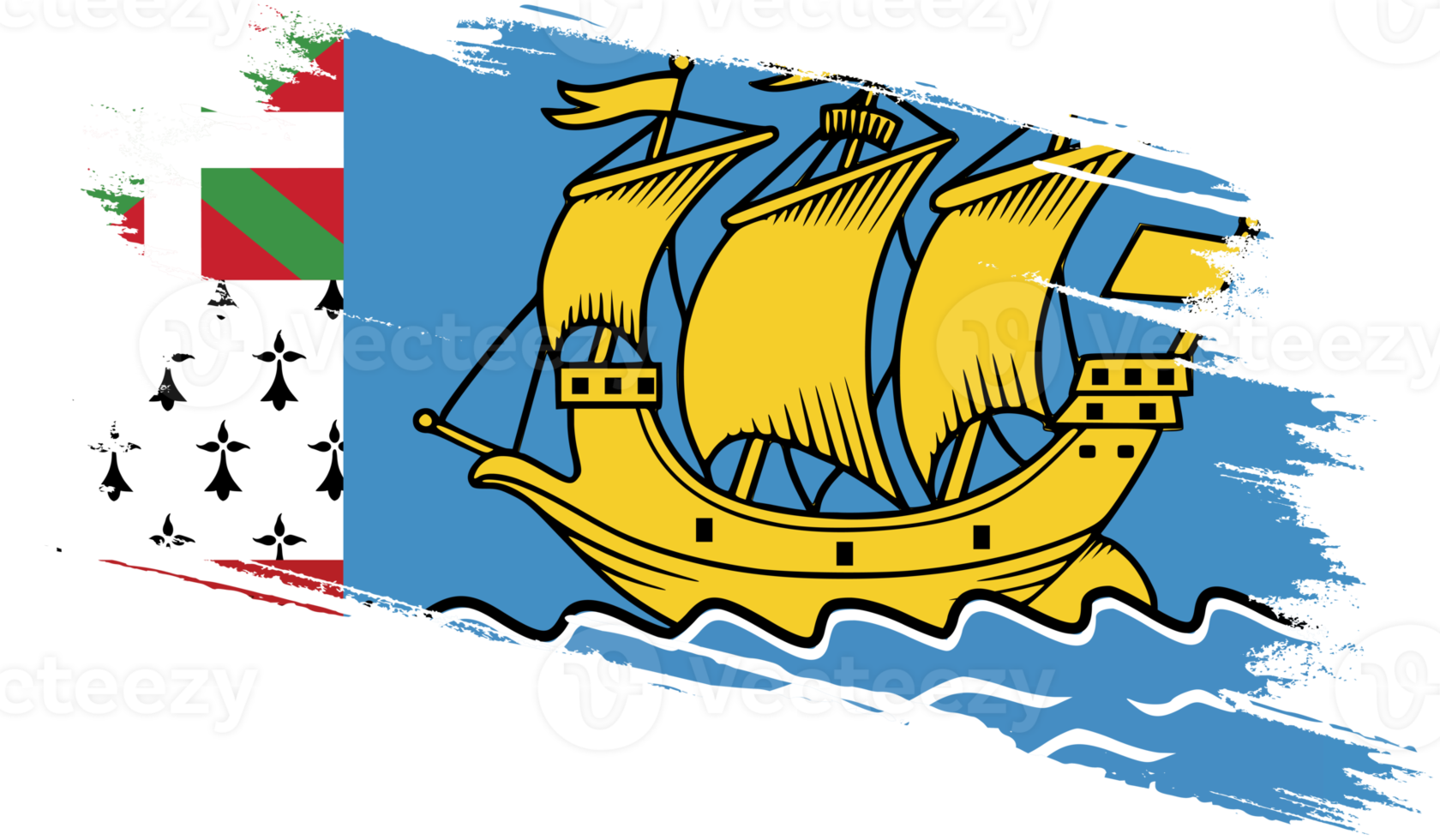 saint pierre and miquelon flag in grunge style png