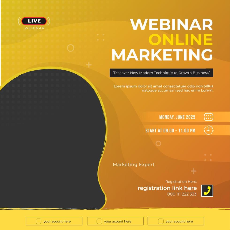 Webinar online marketing square flyer template design vector