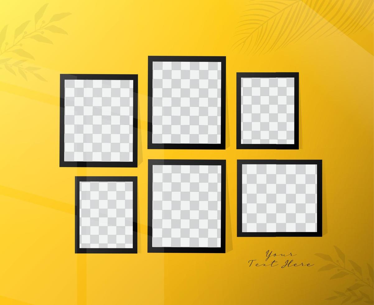 Wall photo frame collection template design vector