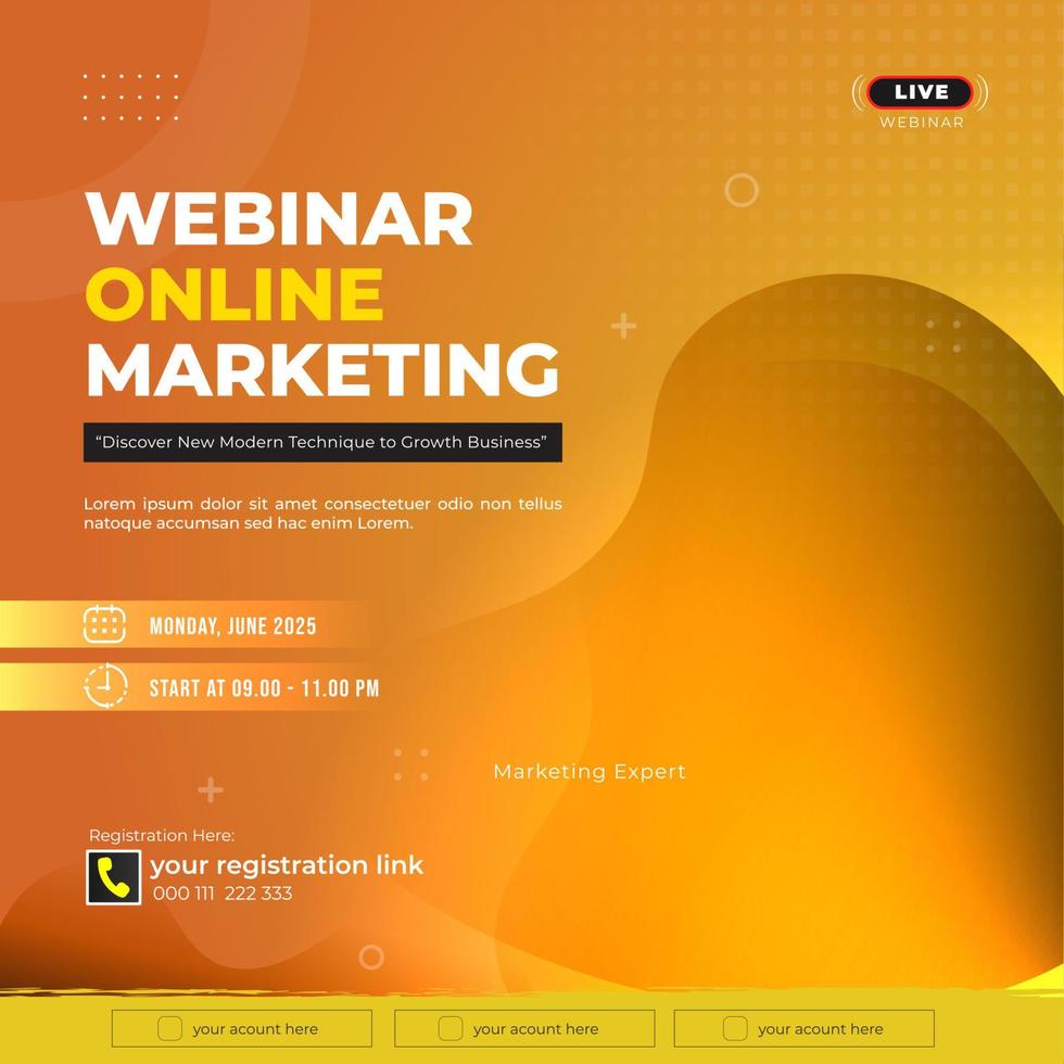 Webinar online marketing square flyer template design vector