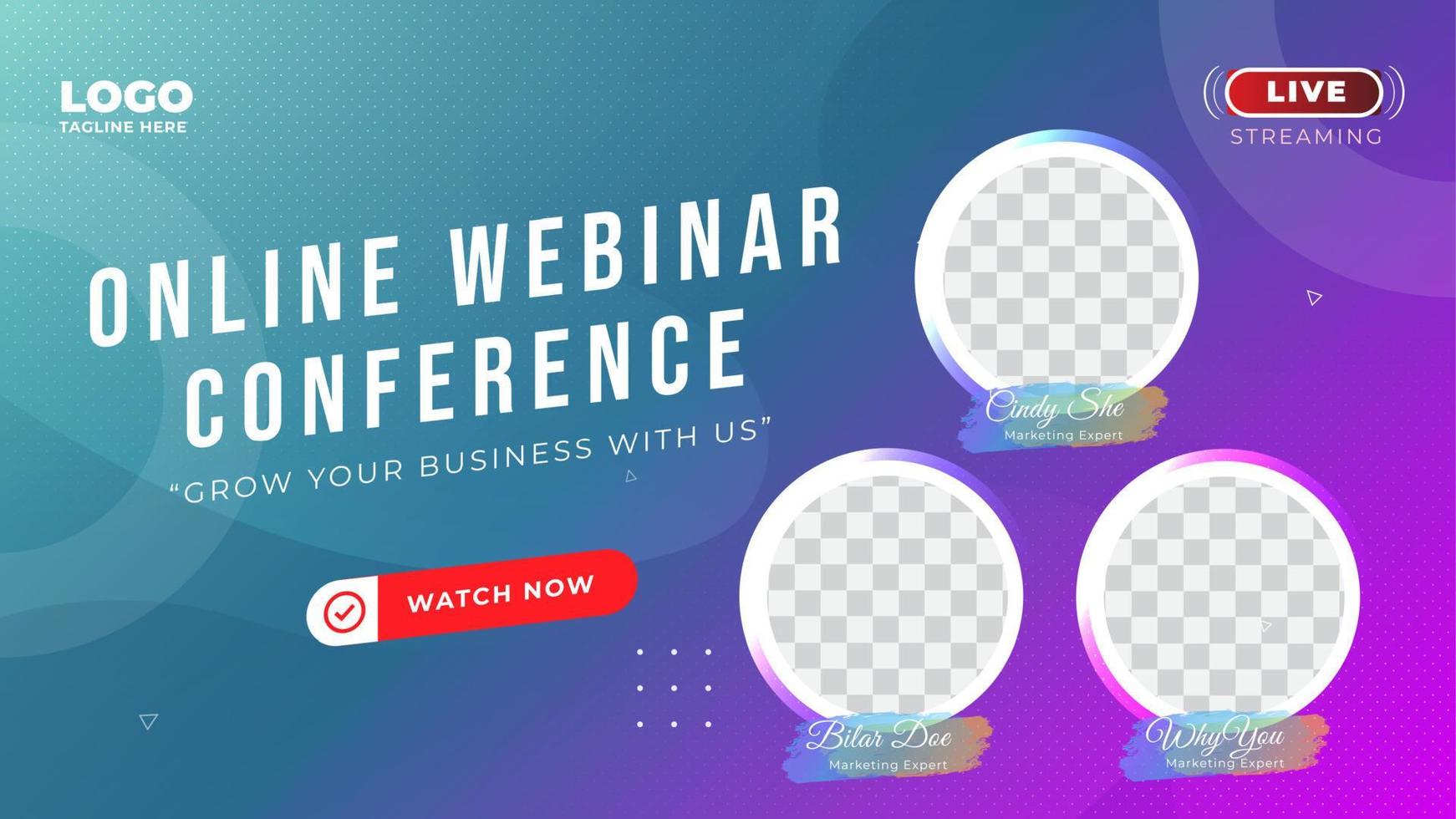 Youtube thumbnail template of online webinar conference vector