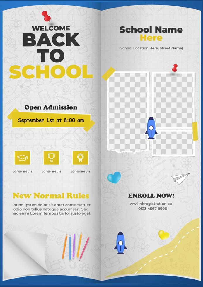 Back to school poster A4 or flyer A5 template vector