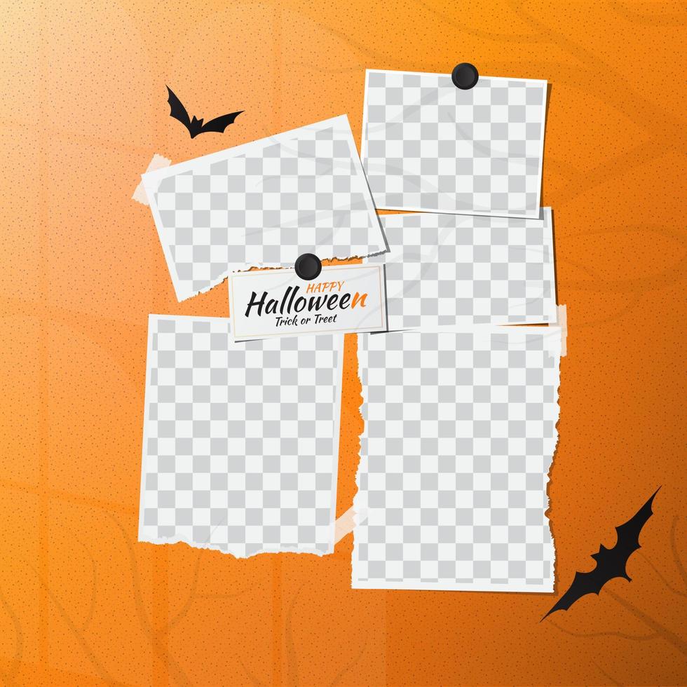 diseño de marco de papel fotográfico de halloween vector