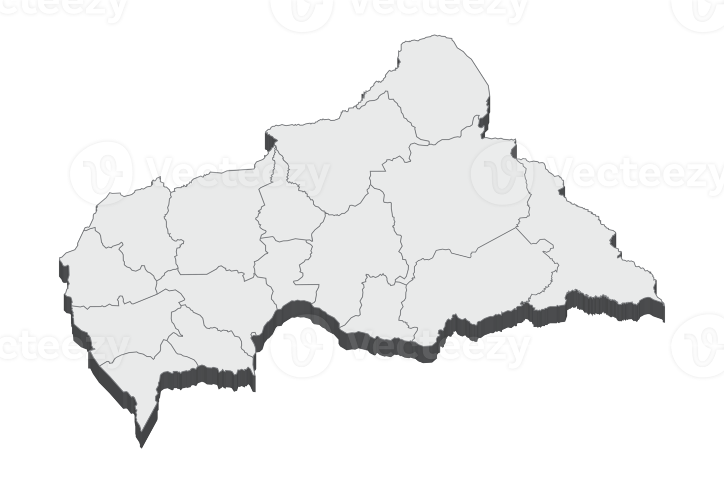3D map illustration of Central African Republic png