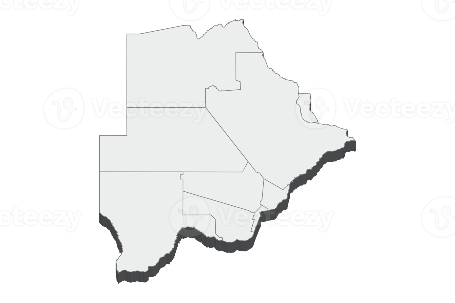 ilustração do mapa 3D do botswana png