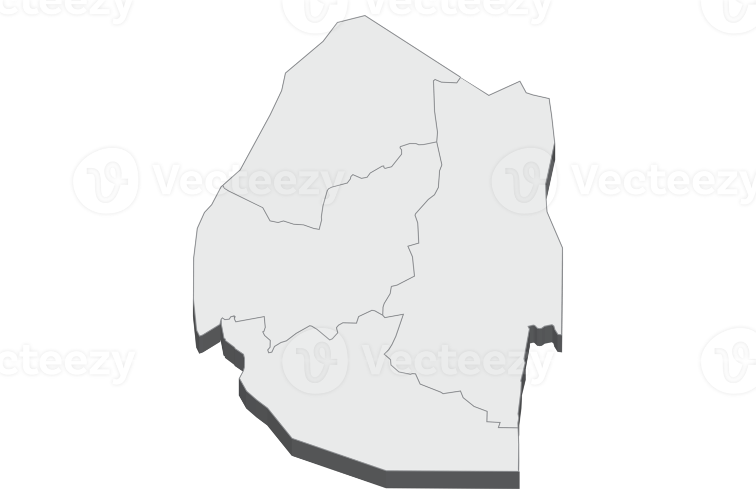 Ilustración de mapa 3d de eswatini swazilandia png