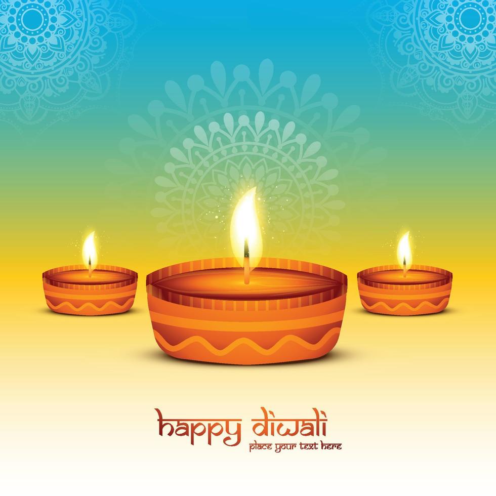 Elegant happy diwali decorative celebration colorful card design vector