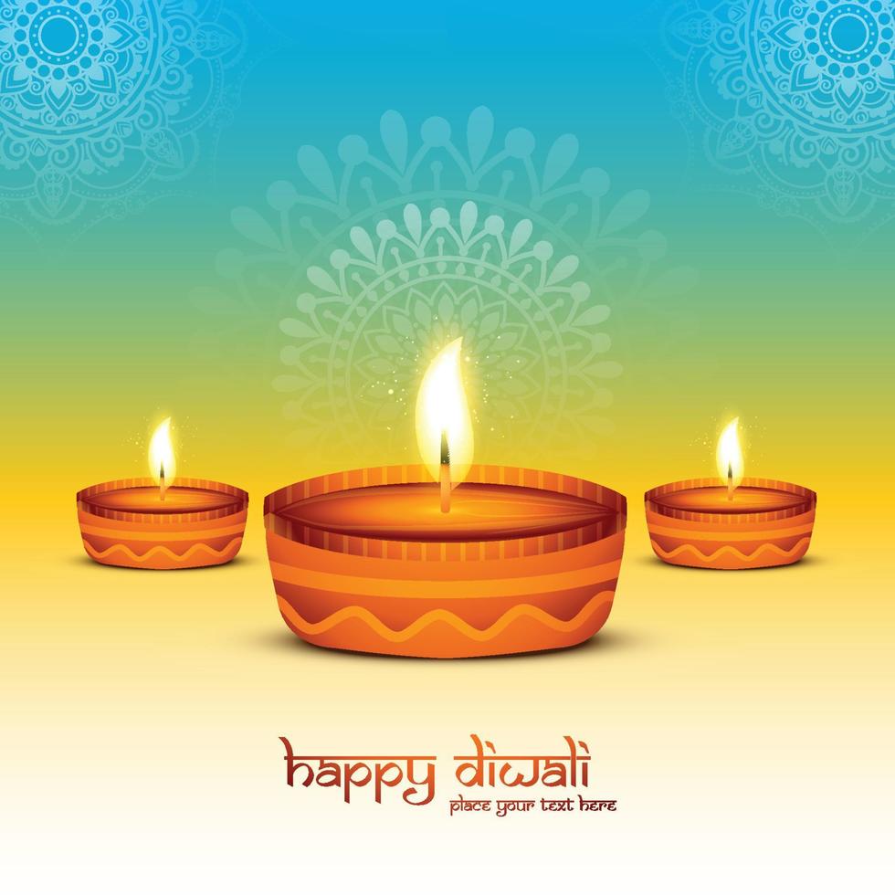 Elegant happy diwali decorative celebration colorful card design vector