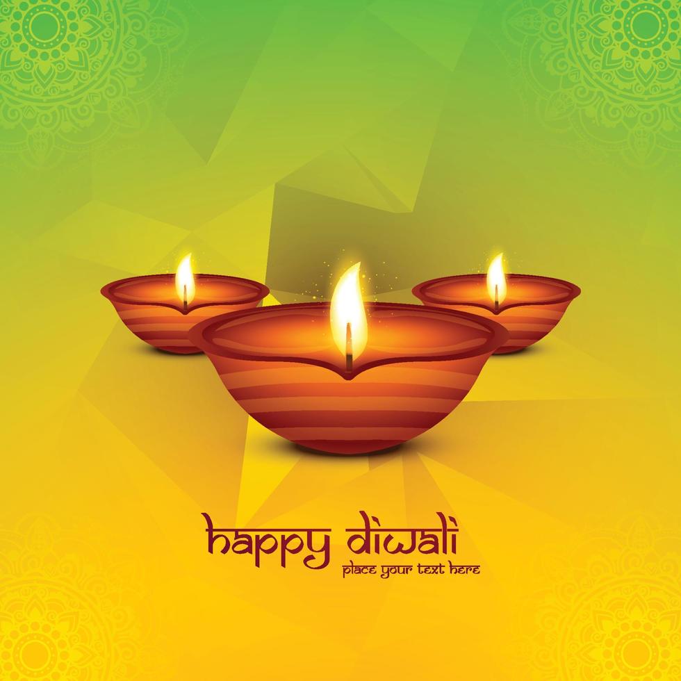 Glittering religious diwali festival beautiful lamps background vector