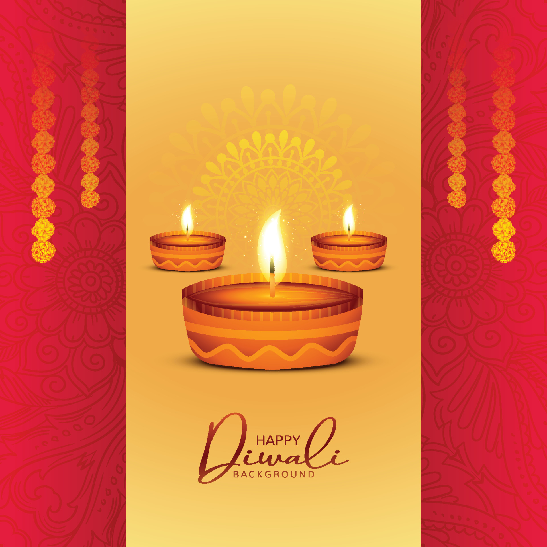 Happy diwali diya lamps holiday card celebration poster background 12025234  Vector Art at Vecteezy