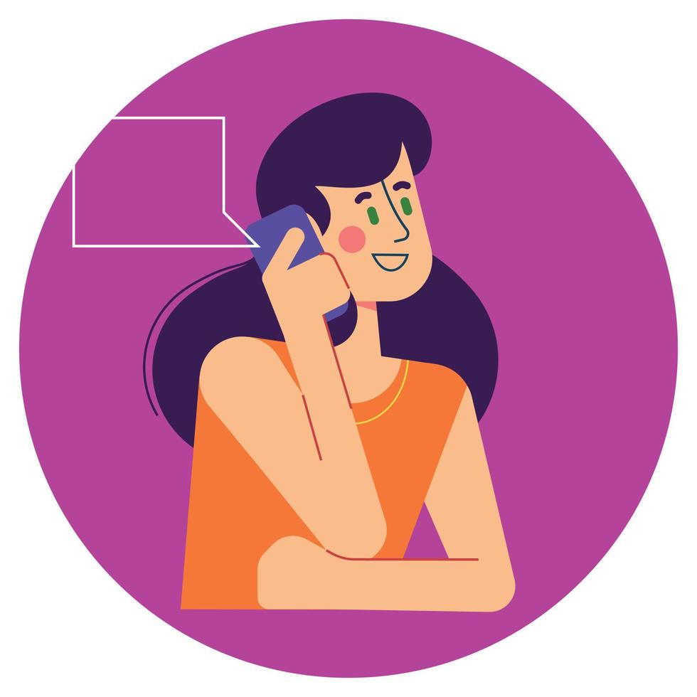 woman calling on cell phone vector