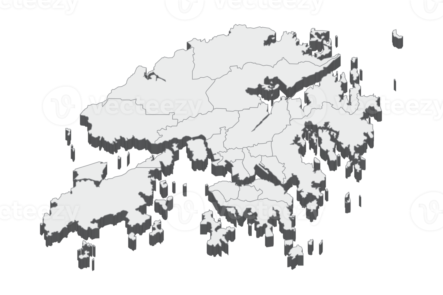 3D map illustration of Hong Kong png