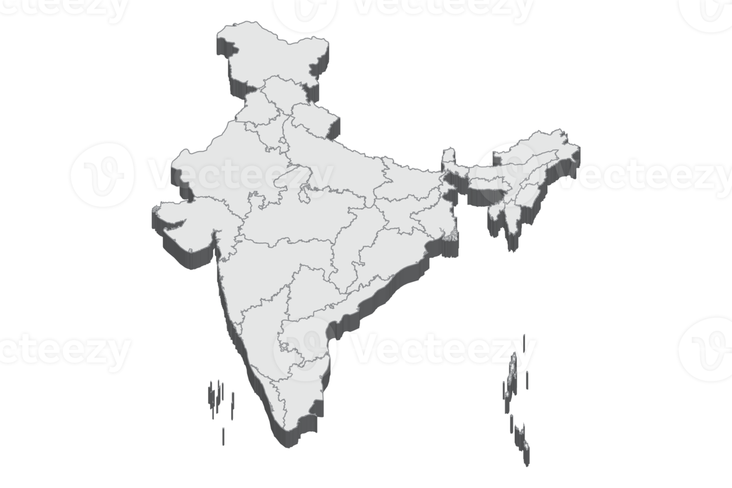 3D-kaartillustratie van India png