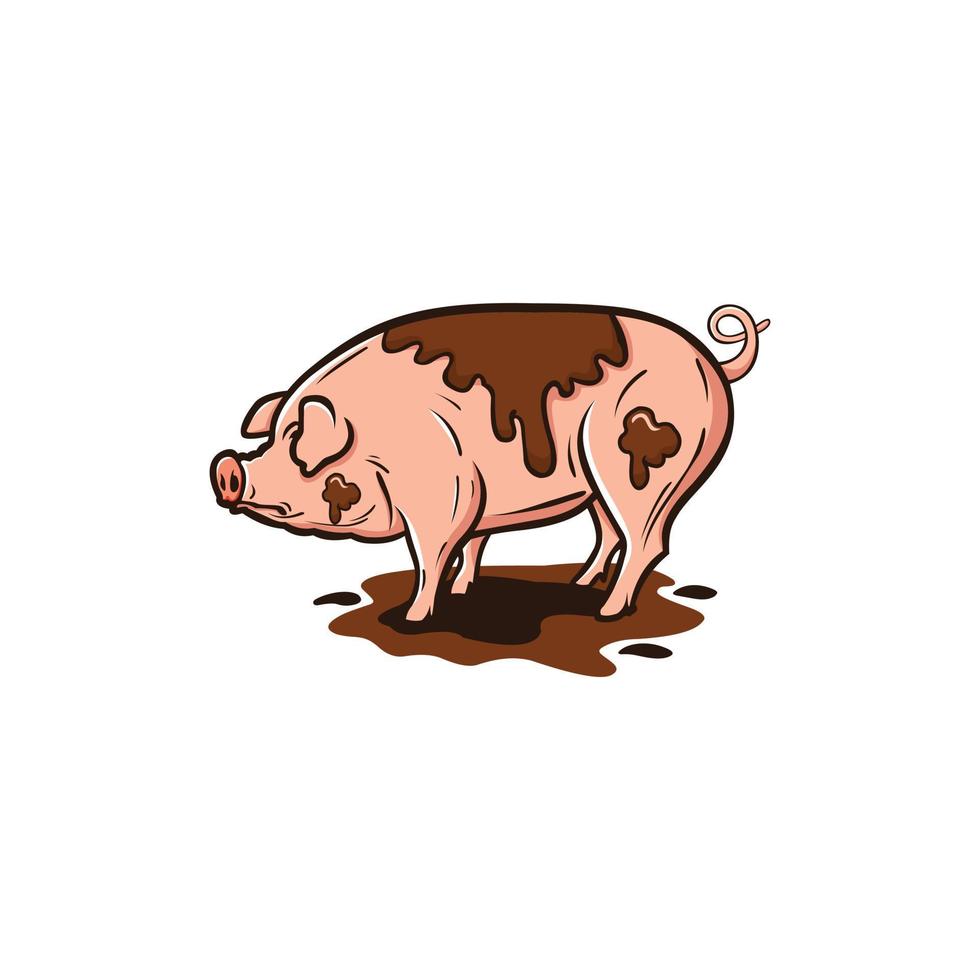 Pig Animal Illustration Cartoon Logo vector