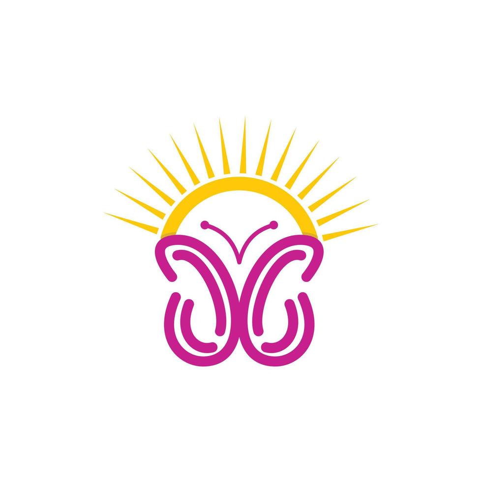 Butterfly Sunlight Line Simple Modern Logo vector