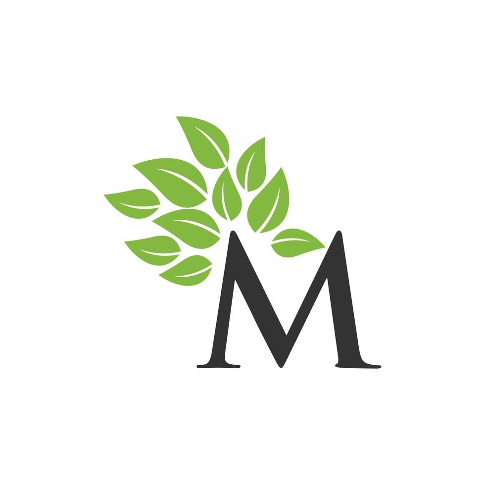 Letter M Leaf Ecology Nature Logo vector