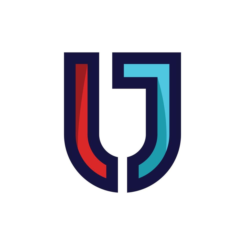 Letter UJ Geometric Modern Technology Logo vector