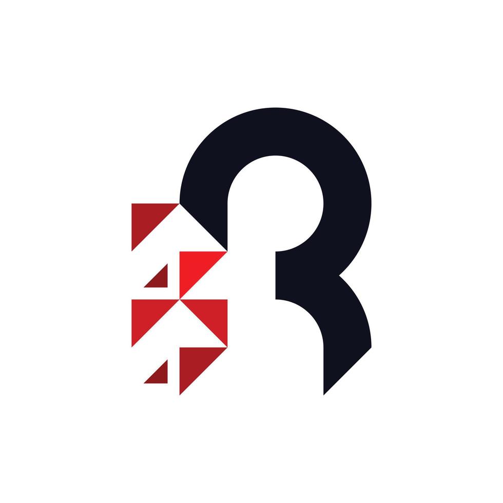 letra r datos pixel media logotipo moderno vector
