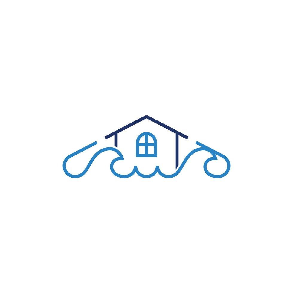 Home Wave Ocean Simple Modern Logo vector