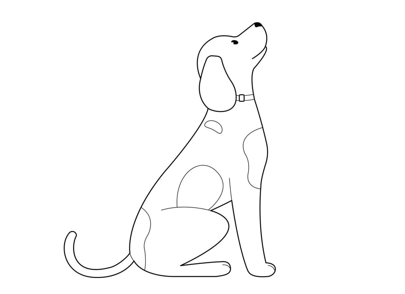 Spotted dog. Black and white outline vector illustration