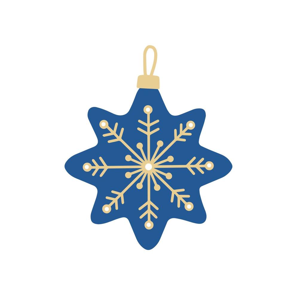 Christmas toy for the Christmas tree, blue star with snowflake. Traditional symbol of the holiday vector