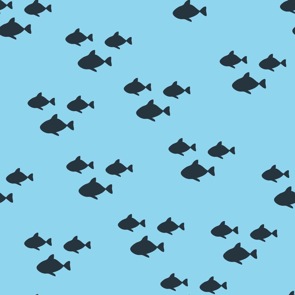 Fish in the sea. Simple print. Seamless pattern, vector illustration